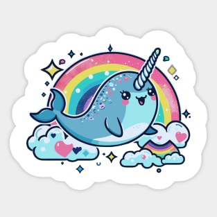 Sweet Seafaring Narwhal Sticker